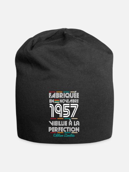 Anniversaire 65 ans - Fabriquée en Novembre 1957 - Bonnet en jersey - noir