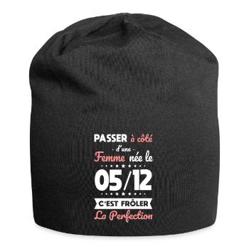 Anniversaire - Née le 5 Décembre Frôler perfection - Bonnet en jersey - noir - Devant