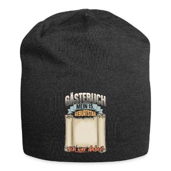 15. Geburtstag Gästebuch - Jersey-Beanie - Anthrazit - Vorne