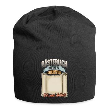 77. Geburtstag Gästebuch - Jersey-Beanie - Schwarz - Vorne