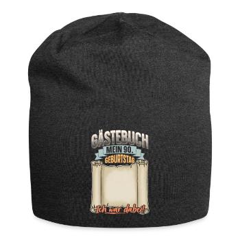 90. Geburtstag Gästebuch - Jersey-Beanie - Anthrazit - Vorne