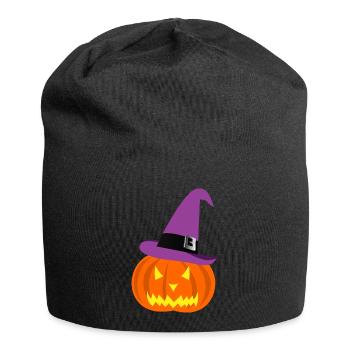 Citrouille et chapeau d’Halloween - Bonnet en jersey - noir - Devant