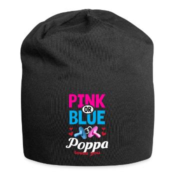Pink or Blue Poppa Loves You Gender Reveal Party - Jersey Beanie - black - Front
