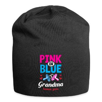 Pink or Blue Grandma Loves You Gender Reveal Party - Jersey Beanie - black - Front