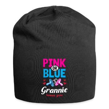 Pink or Blue Grannie Loves You Gender Reveal Party - Jersey-Beanie - Schwarz - Vorne
