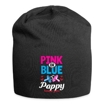 Pink or Blue Pappy Loves You Gender Reveal Party - Jersey-Beanie - Schwarz - Vorne
