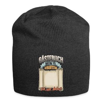 75. Geburtstag Gästebuch - Jersey-Beanie - Anthrazit - Vorne