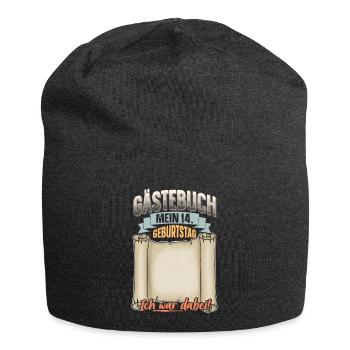 14. Geburtstag Gästebuch - Jersey-Beanie - Anthrazit - Vorne