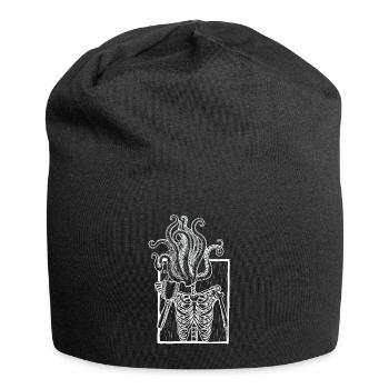 Kaffee trinkendes Skelett mit Tentakel Kopf - Jersey-Beanie - Schwarz - Vorne