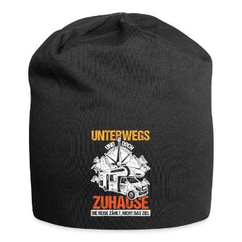 Camping Unterwegs und doch Zuhause - Jersey-Beanie - Schwarz - Vorne