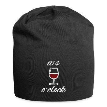 Wine o'clock Lustiges Motiv mit Spruch Wein - Jersey-Beanie - Schwarz - Vorne