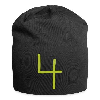4 Numéro quatre numéro anniversaire vert - Bonnet en jersey - noir - Devant