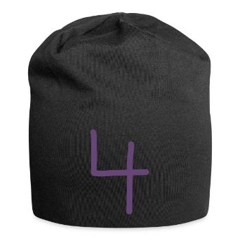 4 Numéro quatre numéro violet anniversaire - Bonnet en jersey - noir - Devant