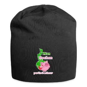 Mon cochon porte-bonheur, LOTO - Bonnet en jersey - noir - Devant