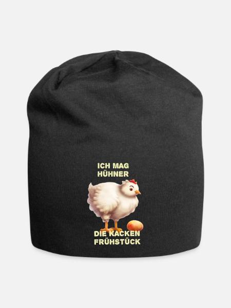 Ich mag Hühner lustiger Spruch - Jersey-Beanie - Schwarz