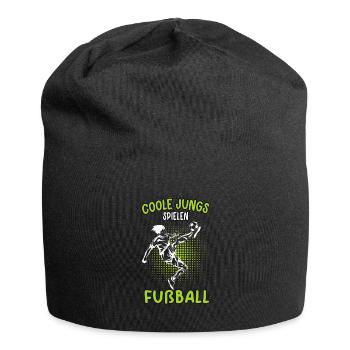 Coole Jungs spielen Fußball Fußballer Kicken - Jersey-Beanie - Schwarz - Vorne