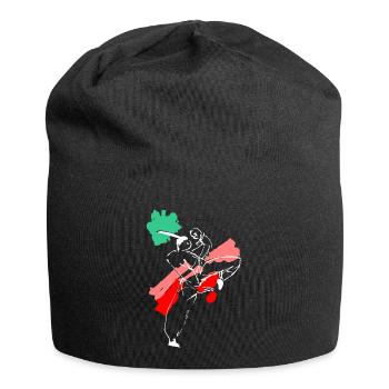 Kungfu Kämpfer Figur - Shaolin Stil - Jersey-Beanie - Schwarz - Vorne