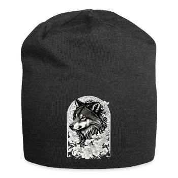 Loup aux fleurs - Bonnet en jersey - charbon - Devant
