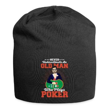 Never Underestimate An Old Man Who Plays Poker Car - Jersey-Beanie - Schwarz - Vorne