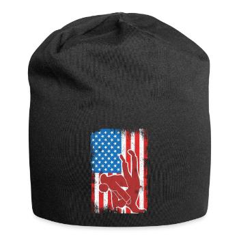 Judo USA Flagge - Jersey-Beanie - Schwarz - Vorne