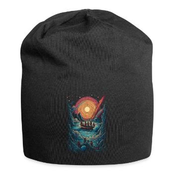 Groupe de canoë surréaliste dans l’univers soleil - Bonnet en jersey - noir - Devant