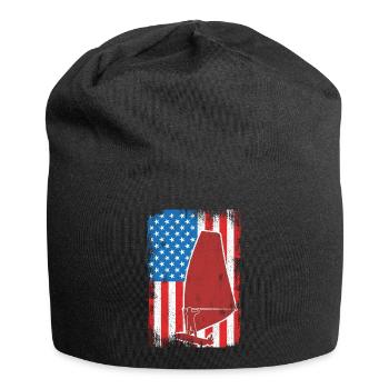 USA Patriotic Windsurfer - Jersey Beanie - black - Front