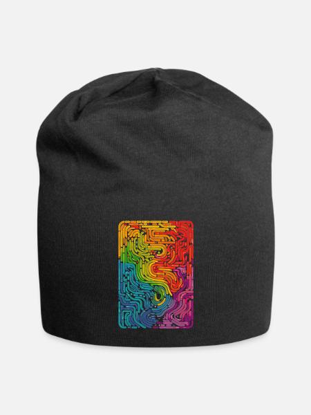 Cooles, surreales Regenbogen Retro Rohre Muster - Jersey-Beanie - Schwarz