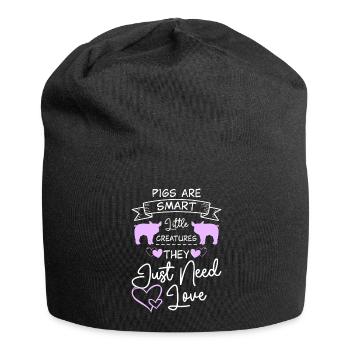 Teacup Schwein Hausschwein Schweinchen Winzig - Jersey-Beanie - Schwarz - Vorne