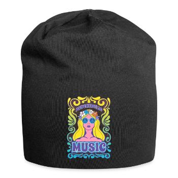 Graphique de musique hippie - Bonnet en jersey - noir - Devant