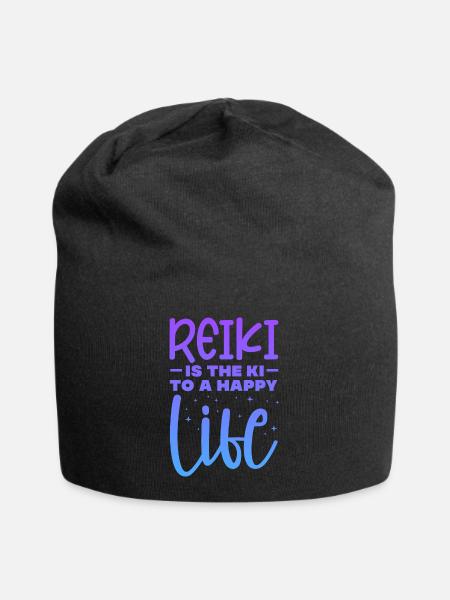 reiki is the ki to a happy life Design - Jersey Beanie - black