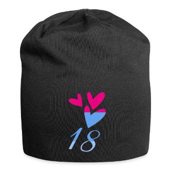 18. 18 ANS. 18e ANNIVERSAIRE. ANNIVERSAIRE 18 ANS. - Bonnet en jersey - noir - Devant