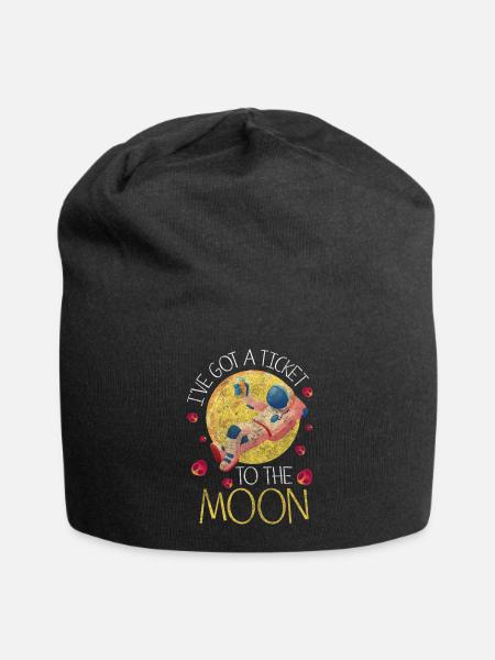 Weltraum Planet Rakete - Jersey-Beanie - Schwarz
