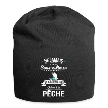 Sous-estimer un sexagénaire qui va à la pêche - Bonnet en jersey - noir - Devant