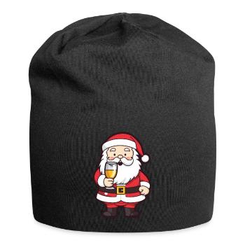Weihnachtsmann Drinking Comic Weihnachten - Jersey-Beanie - Schwarz - Vorne