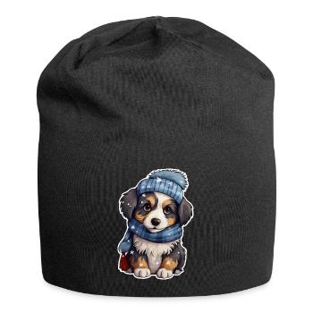 Cute puppy in winter - Jersey Beanie - black - Front