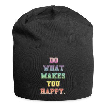 Inspirational Colourful Happiness Message - Jersey Beanie - black - Front