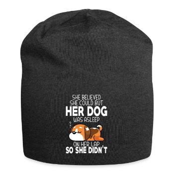 She Believed She Could but Her Dog was Asleep - Jersey Beanie - charcoal grey - Front