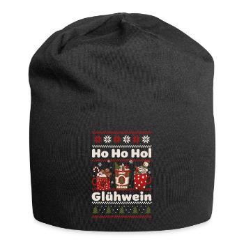 Lustige Weihnachten - Ho-ho-hol mir Glühwein - Jersey-Beanie - Schwarz - Vorne