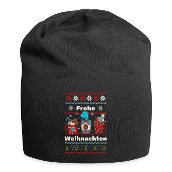 Dino Weihnachten Dinosaurier - Mode für Kinder - Jersey-Beanie - Schwarz - Vorne