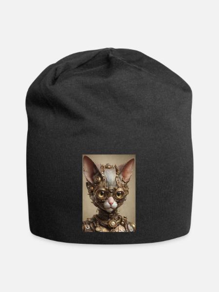 Cyber Punk Katze Sphinx - Jersey-Beanie - Schwarz