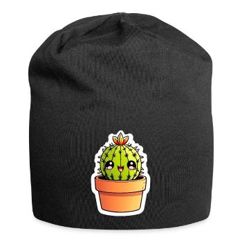 Kaktus Kaktus Kawaii Aufkleber - Jersey-Beanie - Schwarz - Vorne