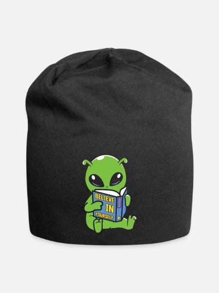 Alien Buchliebhaber UFO Lesen Lustiger Alien - Jersey-Beanie - Schwarz