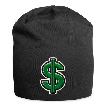 Grüner Dollar-Patch Stickerei - Jersey-Beanie - Schwarz - Vorne