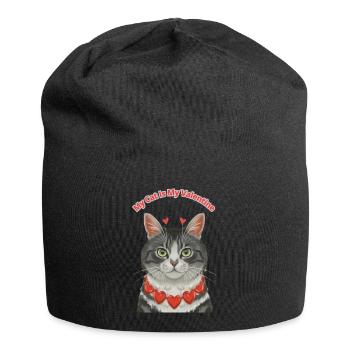 Mon chat est mon valentin - Bonnet en jersey - noir - Devant