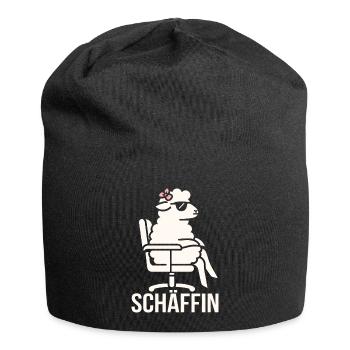 Chef Chefin Schaf Geschenk Schäfin Spruch - Jersey-Beanie - Schwarz - Vorne
