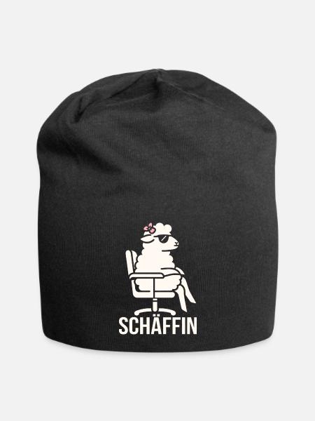 Chef Chefin Schaf Geschenk Schäfin Spruch - Jersey-Beanie - Schwarz
