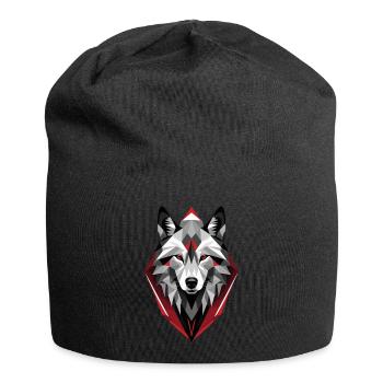 Geometrischer Wolf - Jersey-Beanie - Schwarz - Vorne