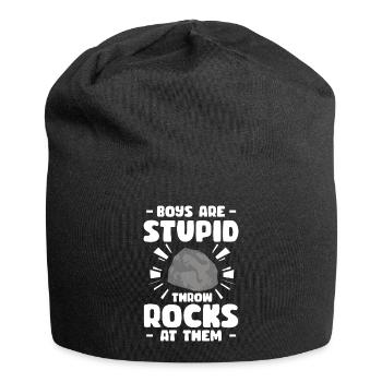 Boys Are Stupid Throw Rocks At Them Geologist - Jersey Beanie - black - Front