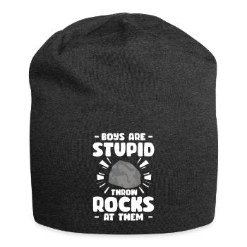 Boys Are Stupid Throw Rocks At Them Geologist - Jersey Beanie - charcoal grey - Front