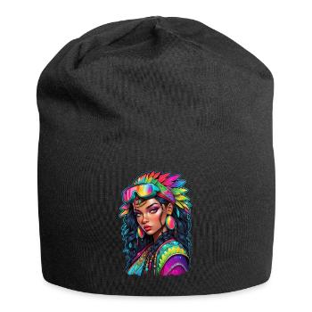 Afro Frau - Schönheit - Jersey-Beanie - Schwarz - Vorne